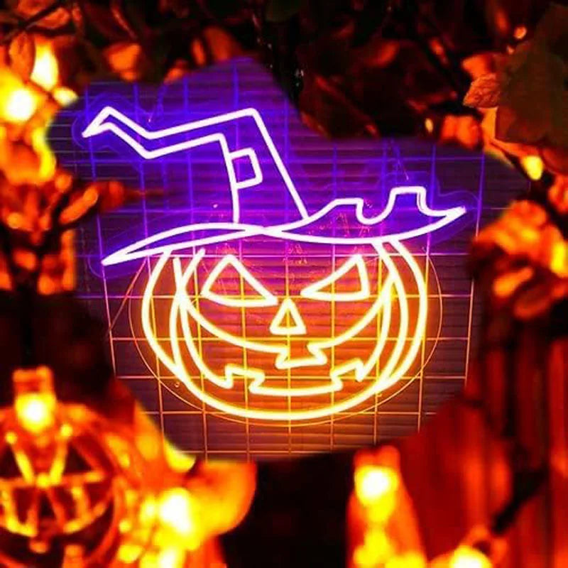 Halloween Pumpkin Neon Sign Decorations Neon Led Signage for Outdoor Garden and Indoor Neon Sign Wall Décor Party Gifting