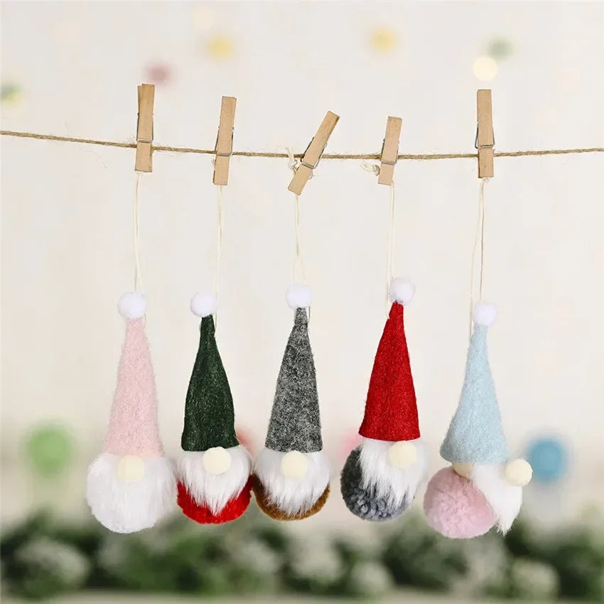 Forest Old Man Christmas Mini Doll Christmas Tree Hanger Pendant Xmas Decoration for Home Gnome Doll Xmas Kids New Year Gifts