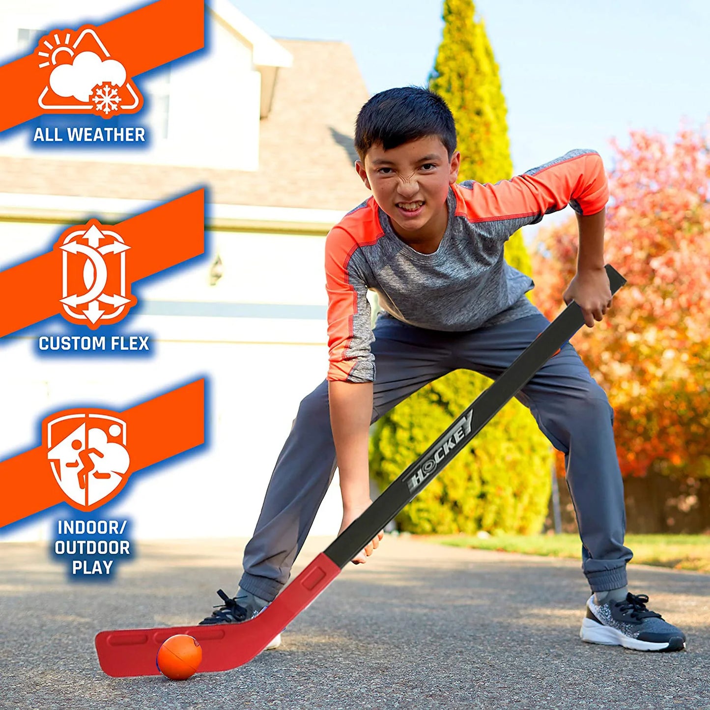 A Set Children'S Toy Pulley Ice Hockey 72CM Plastic Hockey Stick Children'S Outdoor Sports Toy Hockey Stick