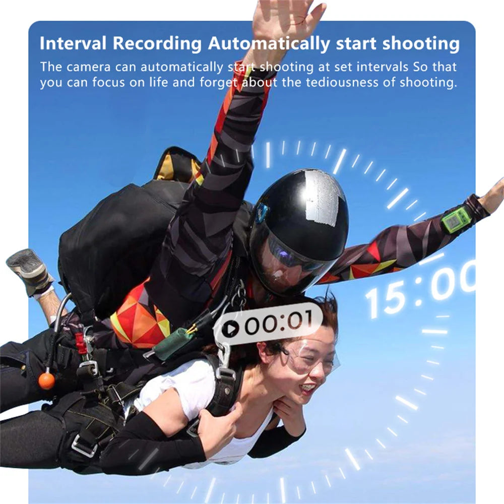 AMORUS Mini 2.7K Thumb Action Camera 1080P Pocket Sport Cam 1.47 Inch 180 Angle WIFI Recorder Magnetic Attraction Bracket Camera