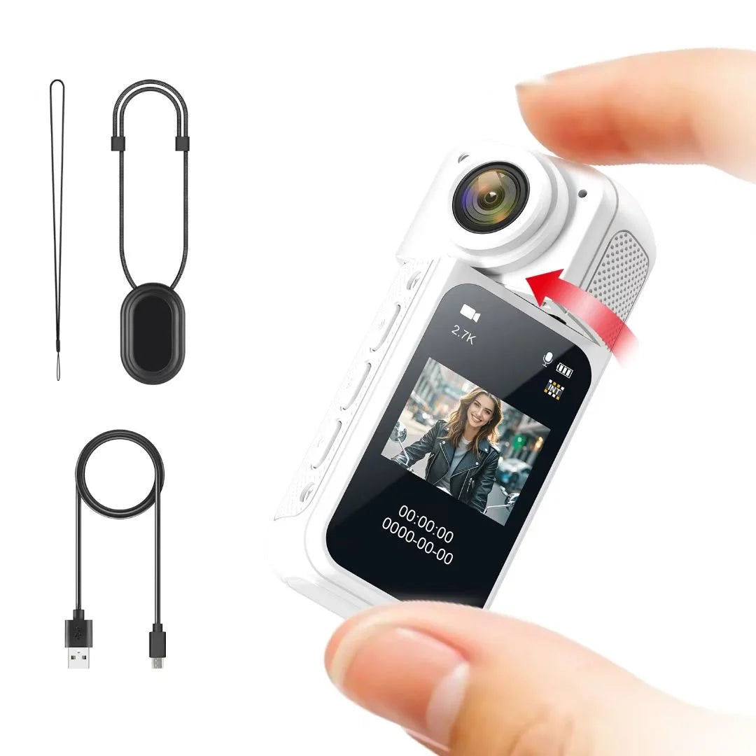 AMORUS Mini 2.7K Thumb Action Camera 1080P Pocket Sport Cam 1.47 Inch 180 Angle WIFI Recorder Magnetic Attraction Bracket Camera