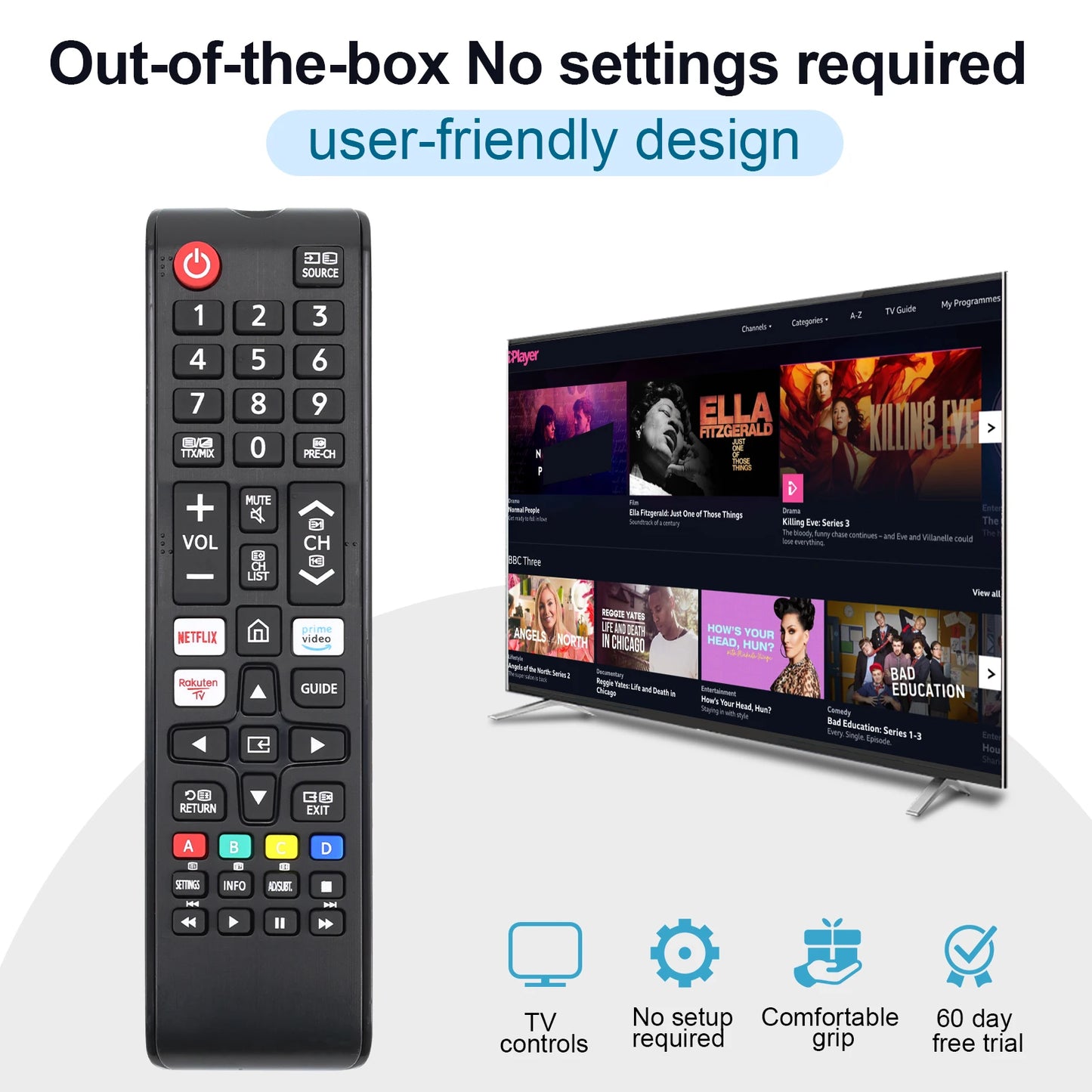Universal Remote for All Samsung TV Remote BN59-01315J Replacement for All Samsung LCD LED HDTV 3D Smart Tvs with Hulu Netflix P