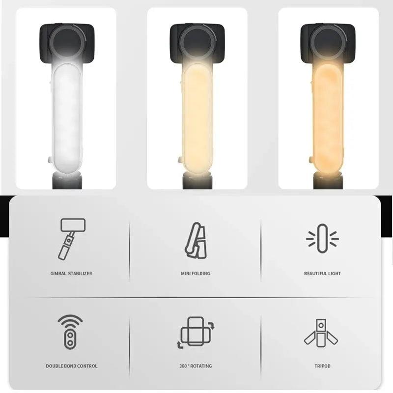 Handheld Gimbal Stabilizer Selfie Stick L09 Bluetooth Mobile Phone Holder Adjustable Fill Light Selfie Stand for Iphone/Xiaomi