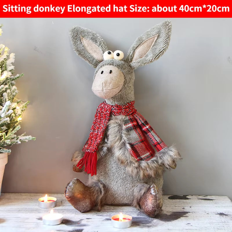 Christmas Elk Doll Figurine Ornaments Christmas Gift for Kid Christmas Decorations for Home Reindeer Christmas Gift Navidad 2021