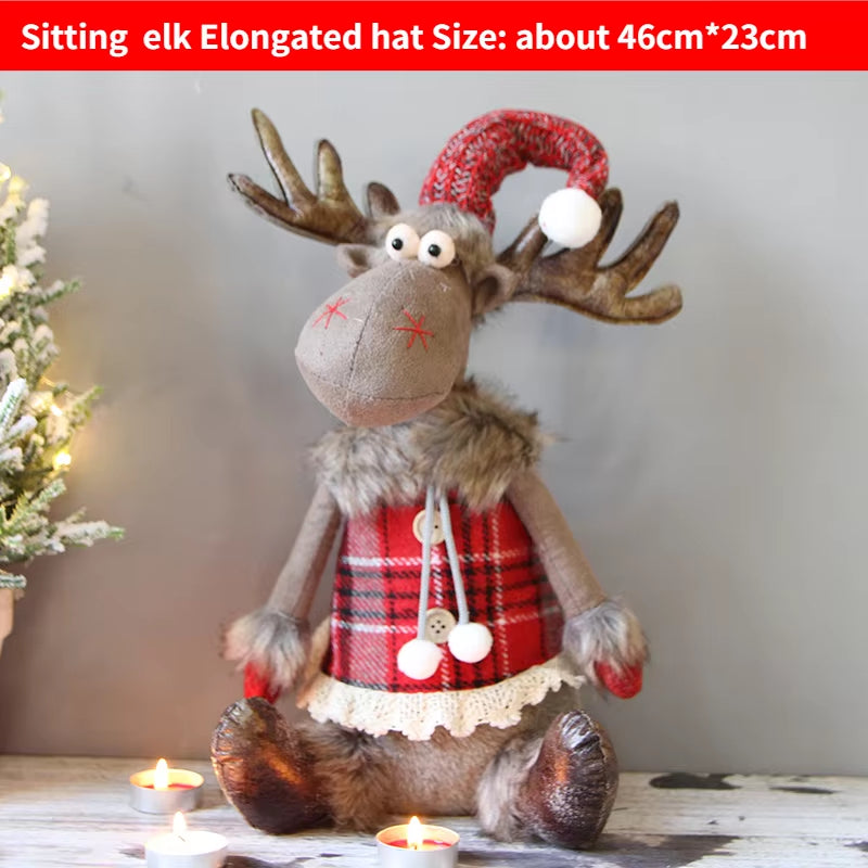 Christmas Elk Doll Figurine Ornaments Christmas Gift for Kid Christmas Decorations for Home Reindeer Christmas Gift Navidad 2021