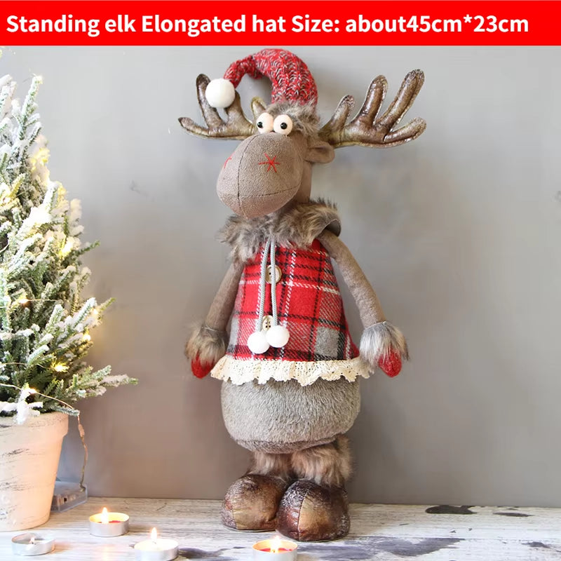 Christmas Elk Doll Figurine Ornaments Christmas Gift for Kid Christmas Decorations for Home Reindeer Christmas Gift Navidad 2021