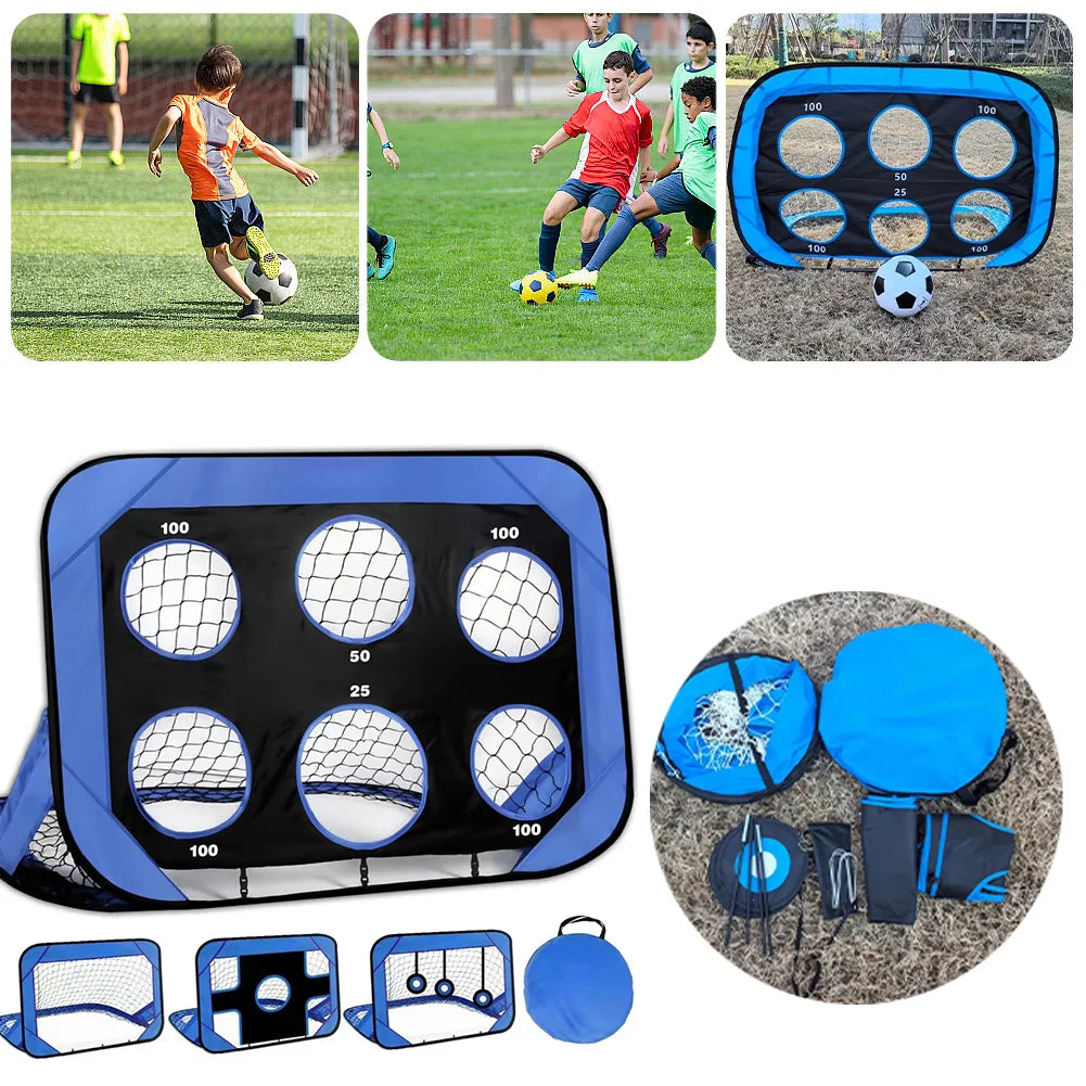 Kids Soccer Goal 4 Goal Modes Portable Soccer Training Equipment Football Training Shooting Target Net for Backyard