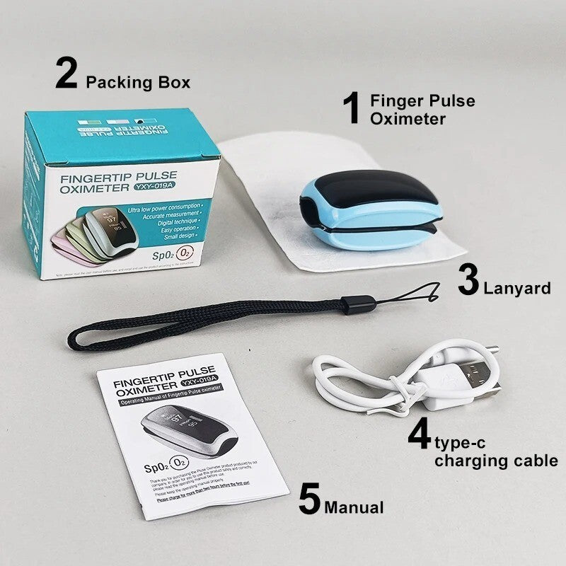 Rechargeable Finger Pulse Oximeter LED Blood Oxygen Spo2 Monitor Heart Rate