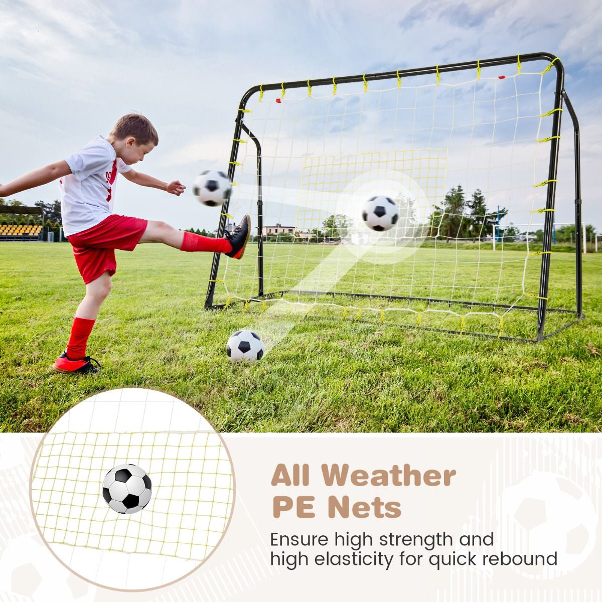 2-In-1 Kids Soccer Rebounder and Soccer Goal for Kids Aged 6+ Years Old