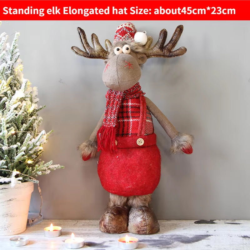 Christmas Elk Doll Figurine Ornaments Christmas Gift for Kid Christmas Decorations for Home Reindeer Christmas Gift Navidad 2021