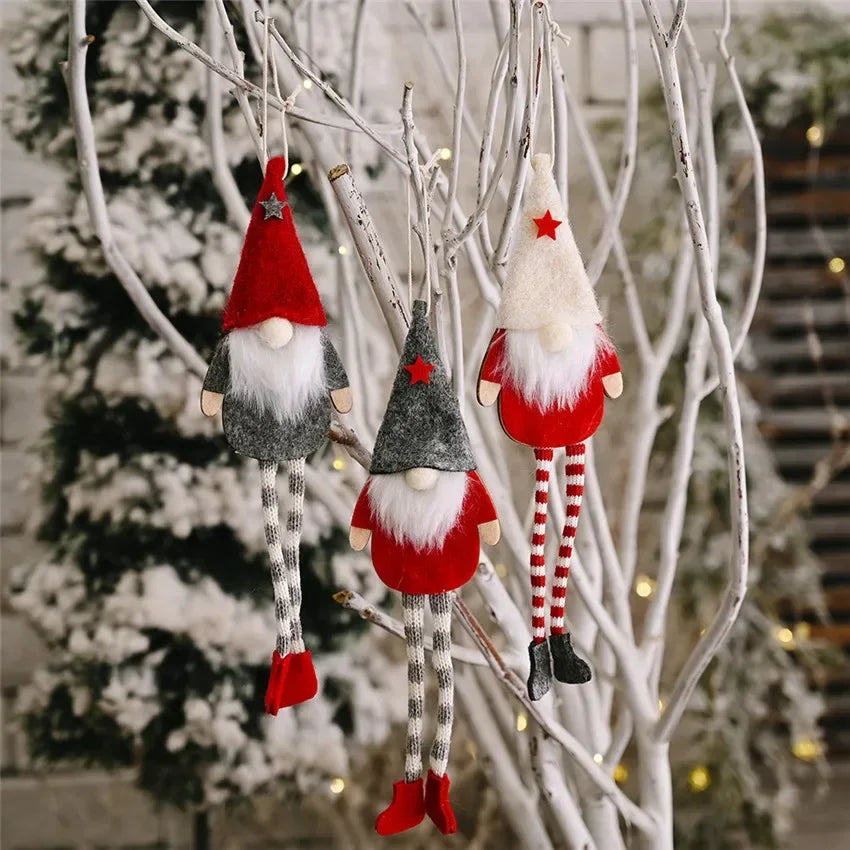 Forest Old Man Christmas Mini Doll Christmas Tree Hanger Pendant Xmas Decoration for Home Gnome Doll Xmas Kids New Year Gifts