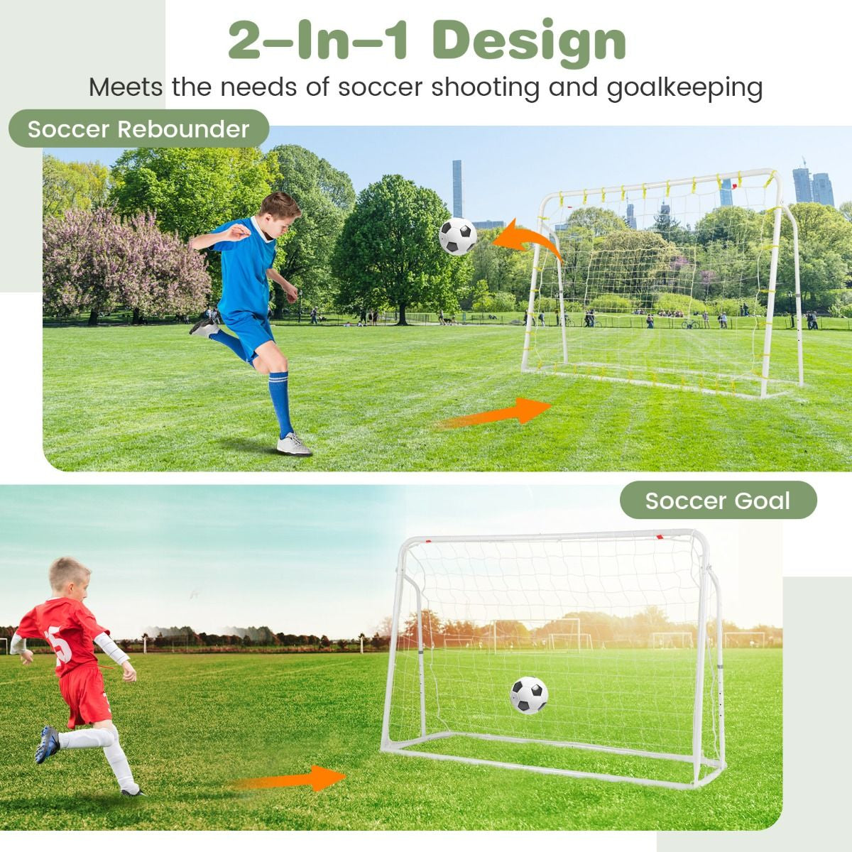 2-In-1 Kids Soccer Rebounder and Soccer Goal for Kids Aged 6+ Years Old