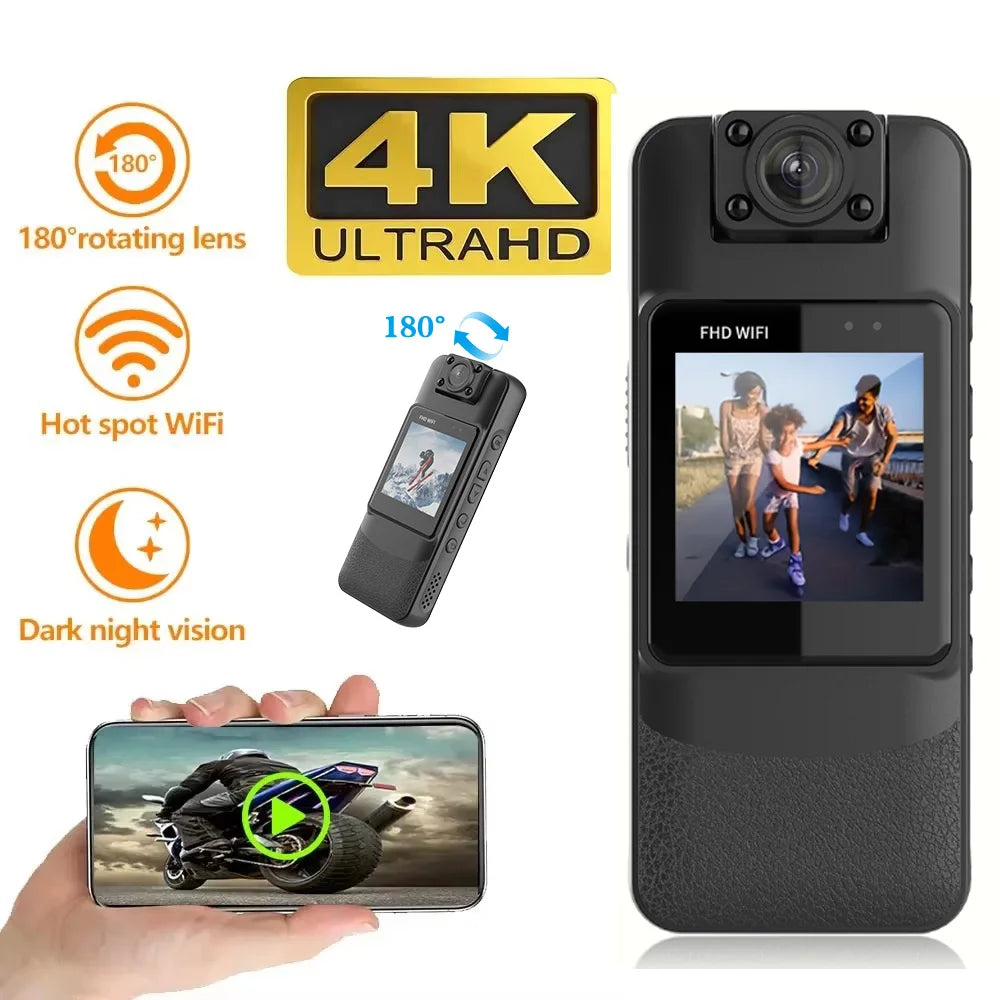 Motorcycle Mini Recorder 4K Finger Action Camera POV Mini Sports Camera with Video Recording 1.54 Inch IPS Screen Vlog Cam