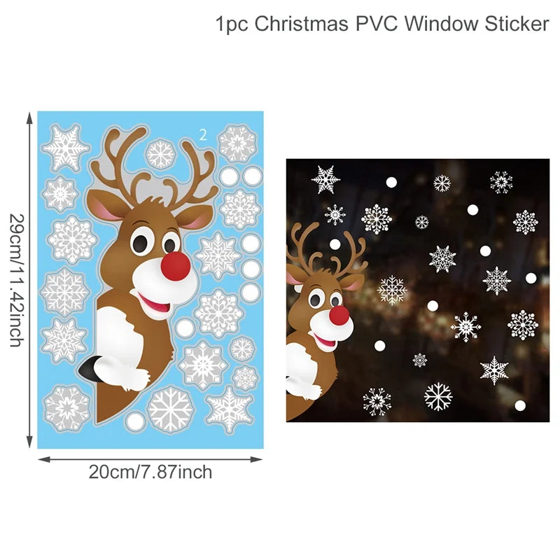 Christmas Window Stickers Merry Christmas Decorations for Home Santa Claus 2021 Christmas Ornament Navidad Xmas Gifts New Year