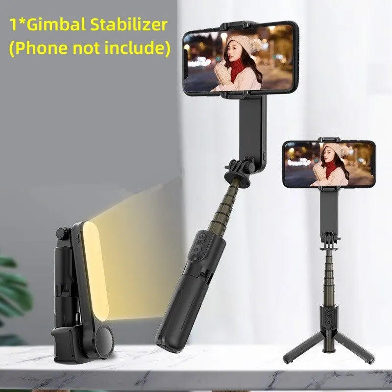 Handheld Gimbal Stabilizer Selfie Stick L09 Bluetooth Mobile Phone Holder Adjustable Fill Light Selfie Stand for Iphone/Xiaomi