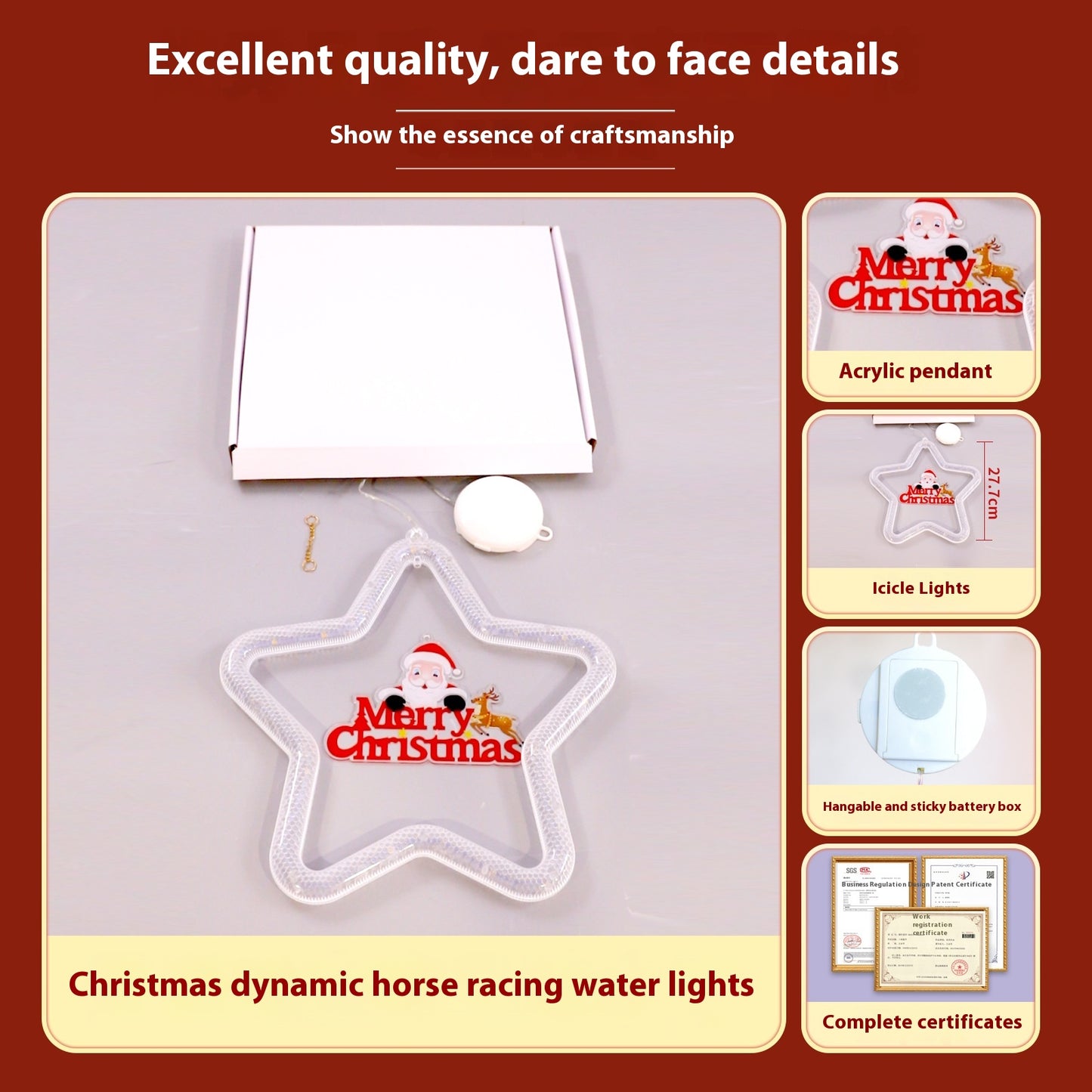 Christmas Pendant Decoration Christmas Atmosphere Led Lights Led Christmas Star Light Decoration for Window Door for Holiday