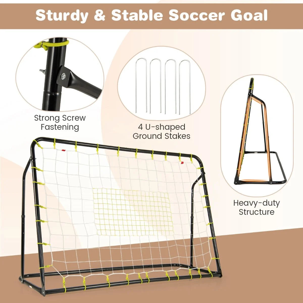 2-In-1 Kids Soccer Rebounder and Soccer Goal for Kids Aged 6+ Years Old