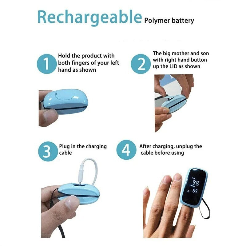 Rechargeable Finger Pulse Oximeter LED Blood Oxygen Spo2 Monitor Heart Rate
