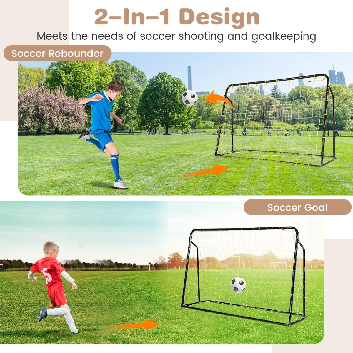 2-In-1 Kids Soccer Rebounder and Soccer Goal for Kids Aged 6+ Years Old