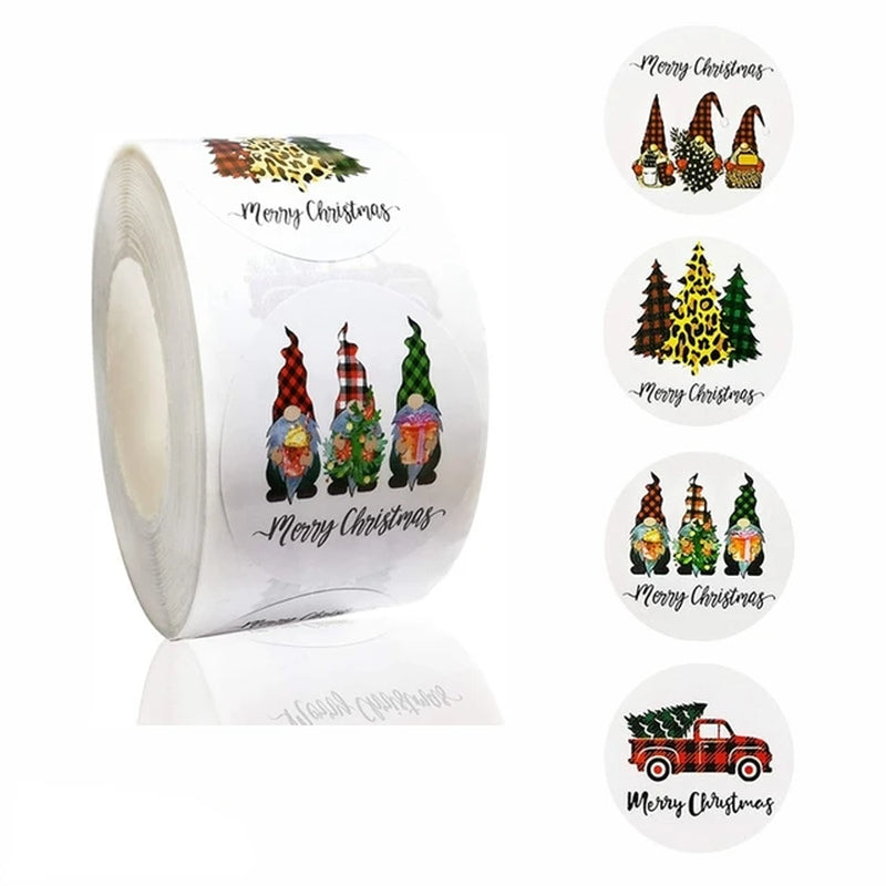 Merry Christmas Stickers Self-Adhesive Christmas Tree Santa Claus Seal Labels Holiday Stickers for Gift Sealing Christmas Decor
