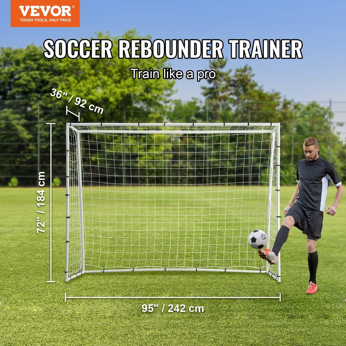 Soccer Rebound Trainer Iron Soccer Training Equipment Sports Football Rebounder Wall for Practicing Solo Training Passing