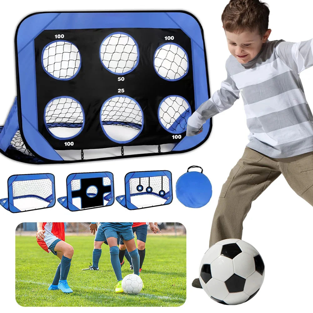 Kids Soccer Goal 4 Goal Modes Portable Soccer Training Equipment Football Training Shooting Target Net for Backyard