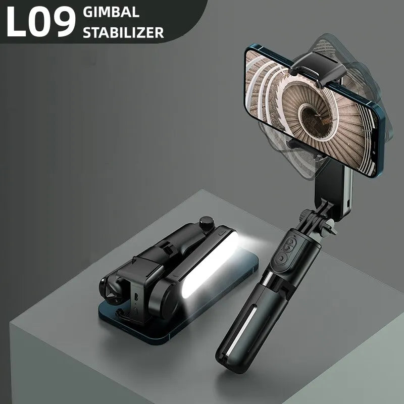 Handheld Gimbal Stabilizer Selfie Stick L09 Bluetooth Mobile Phone Holder Adjustable Fill Light Selfie Stand for Iphone/Xiaomi