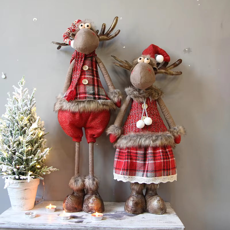Christmas Elk Doll Figurine Ornaments Christmas Gift for Kid Christmas Decorations for Home Reindeer Christmas Gift Navidad 2021