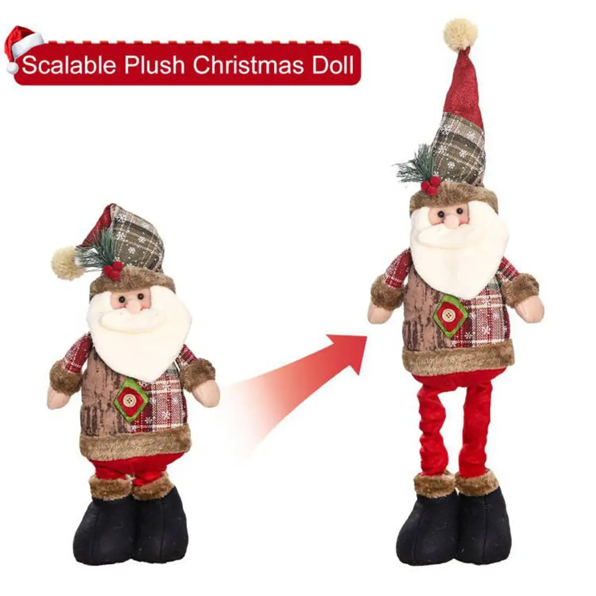 Telescopic Christmas Doll Merry Christmas Decor for Home 2024 Navidad Noel Christmas Ornaments Xmas Gifts New Year 2025