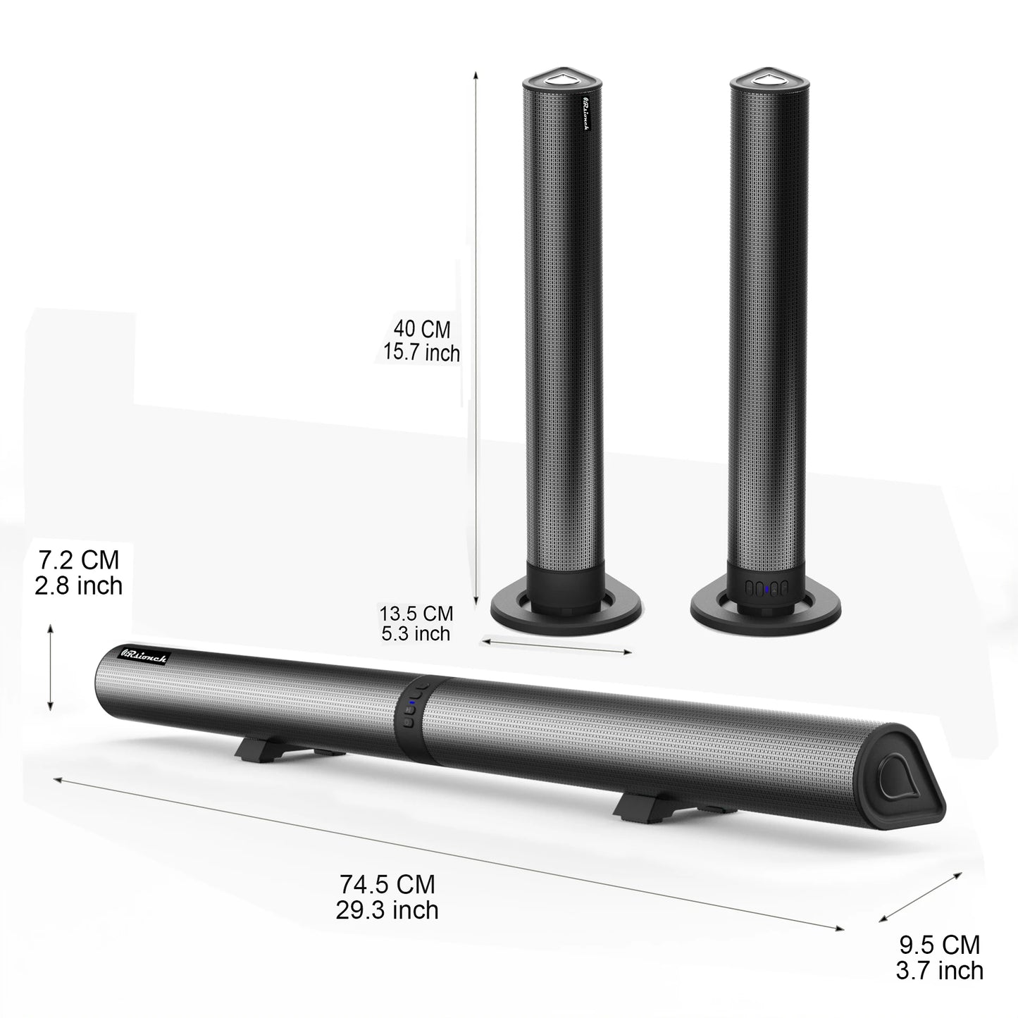 TV Soundbar Stereo 2-In-1 Detachable Bluetooth Speaker FM Radio Column Sound Bar Speaker Split 2 Speakers for Stand or Flat