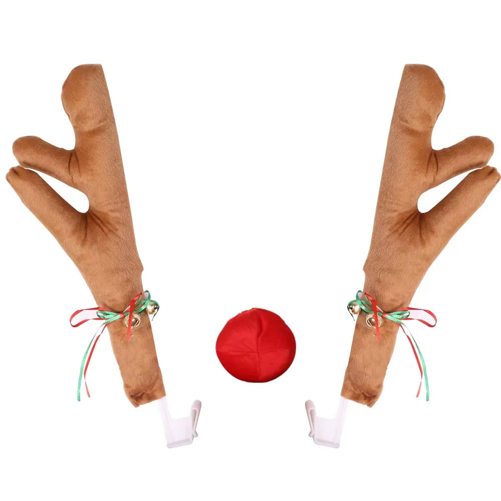 Christmas Antlers Car Set Christmas Car Decoration Antlers Car Christmas Gift Set Car Accessories Decorative Hangings