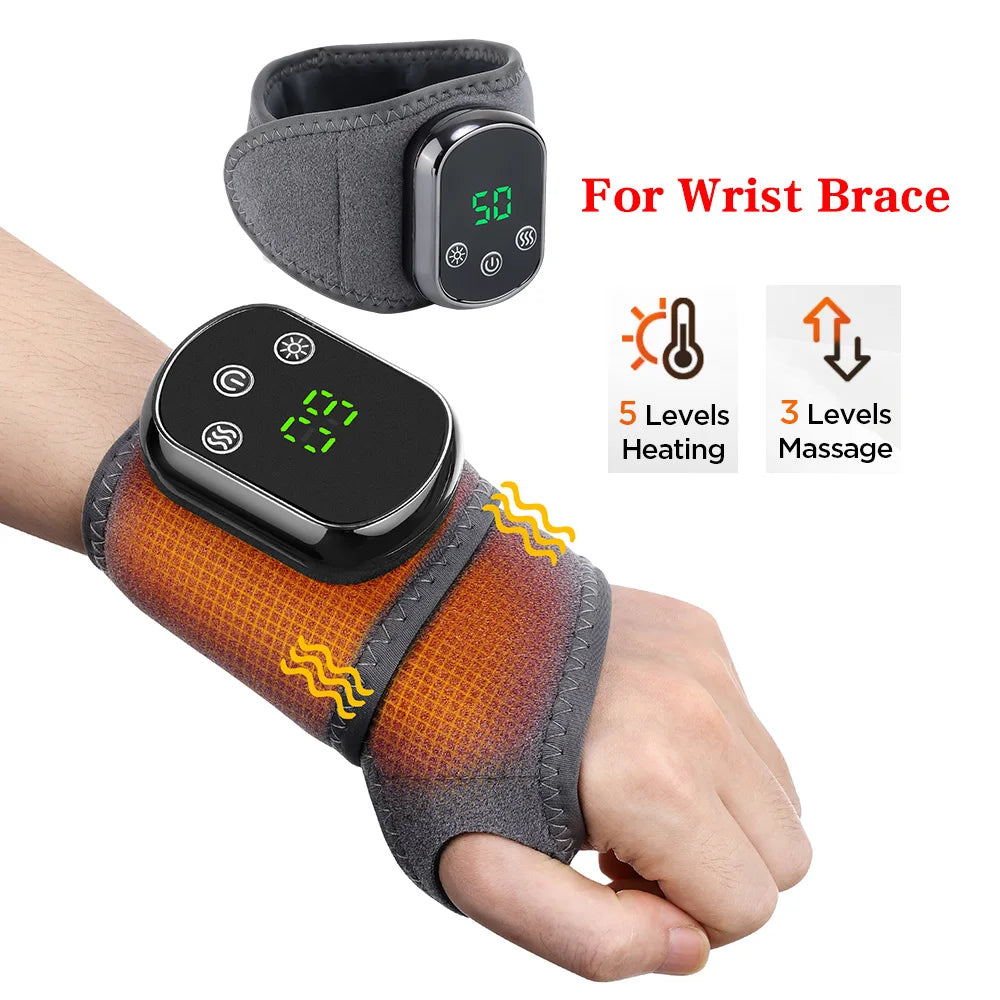 Electric Heating Wrist Guard Vibration Massage 5 Levels Hot Compress Wrist Brace Protector Wrap Rechargeable Heating Wristband