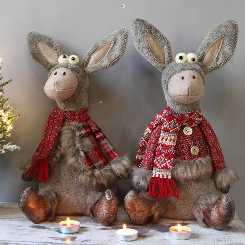 Christmas Elk Doll Figurine Ornaments Christmas Gift for Kid Christmas Decorations for Home Reindeer Christmas Gift Navidad 2021