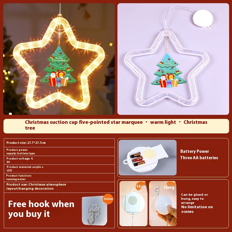 Christmas Pendant Decoration Christmas Atmosphere Led Lights Led Christmas Star Light Decoration for Window Door for Holiday