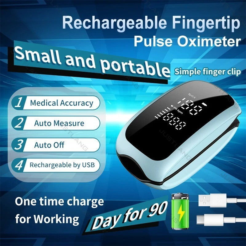 Rechargeable Finger Pulse Oximeter LED Blood Oxygen Spo2 Monitor Heart Rate