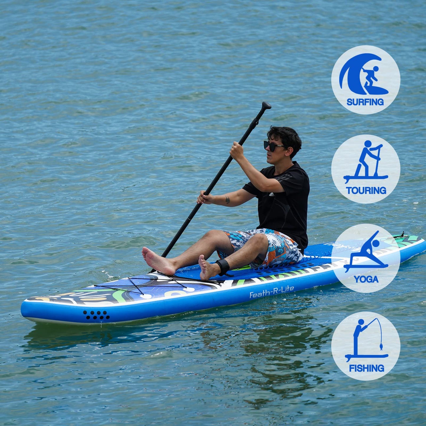 Inflatable Stand up Paddle Board Surfboard Complete Paddleboard Accessories Adjustable Paddle, Pump, ISUP Travel Backpack, Leash, Waterproof Bag, Adult Paddle Board SUPFR02A