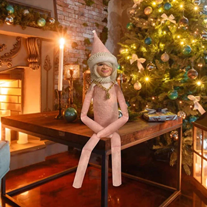 Snoop on a Stoop Christmas Elf Doll Spy on a Bent Christmas Elf Doll Home Decoration New Year Christmas Gift Toy
