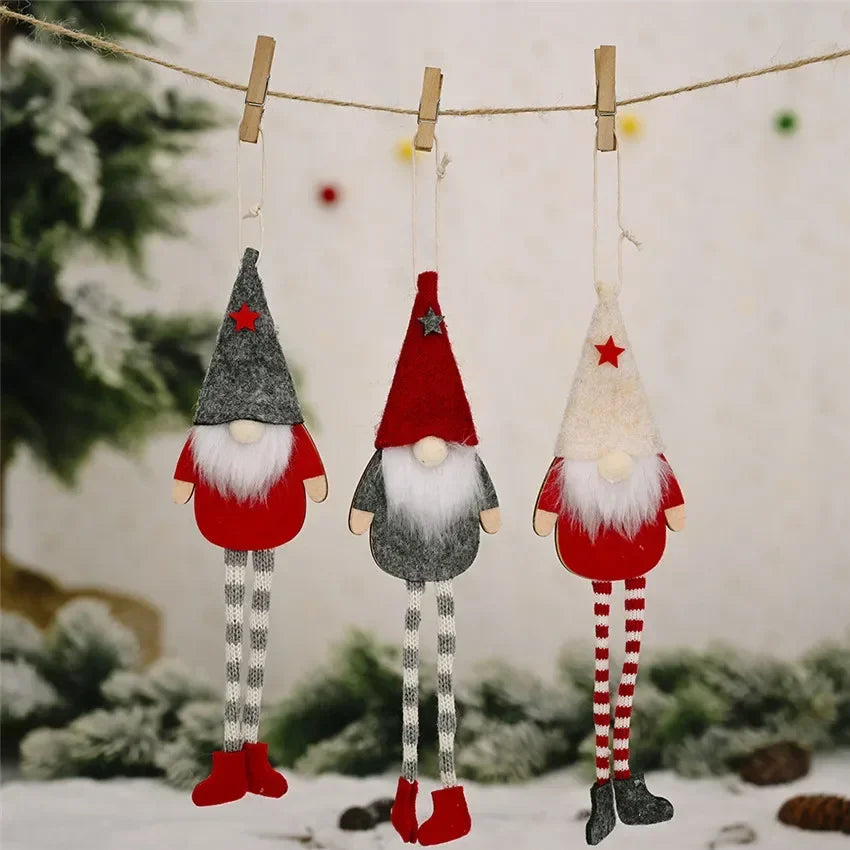 Forest Old Man Christmas Mini Doll Christmas Tree Hanger Pendant Xmas Decoration for Home Gnome Doll Xmas Kids New Year Gifts