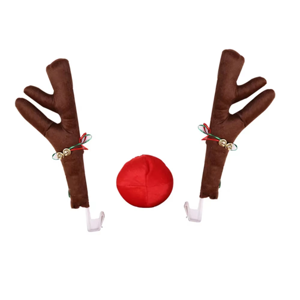 Christmas Antlers Car Set Christmas Car Decoration Antlers Car Christmas Gift Set Car Accessories Decorative Hangings