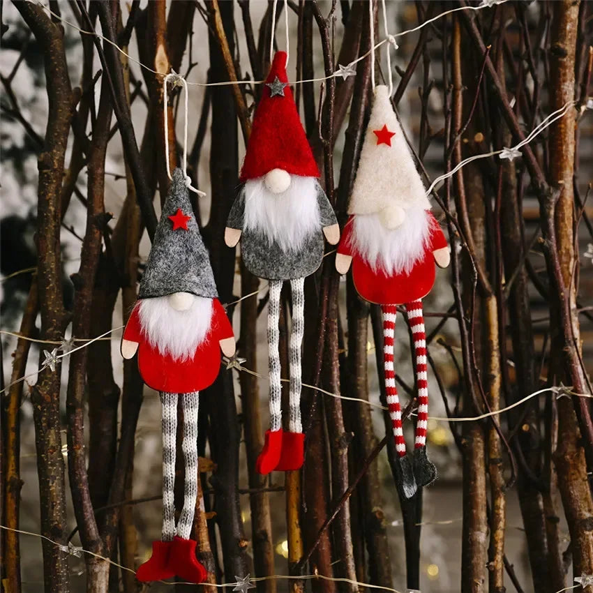 Forest Old Man Christmas Mini Doll Christmas Tree Hanger Pendant Xmas Decoration for Home Gnome Doll Xmas Kids New Year Gifts