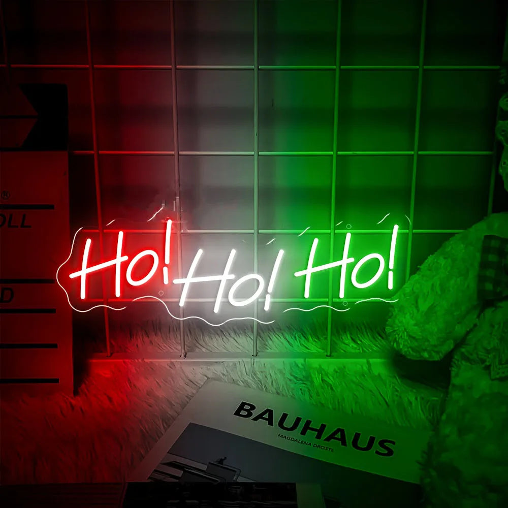 Hoho Christmas Neon Sign LED Merry Christmas Light up Sign for Window Hoho Neon Home Bedroom Office Christmas Decorations