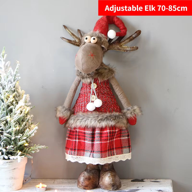 Christmas Elk Doll Figurine Ornaments Christmas Gift for Kid Christmas Decorations for Home Reindeer Christmas Gift Navidad 2021