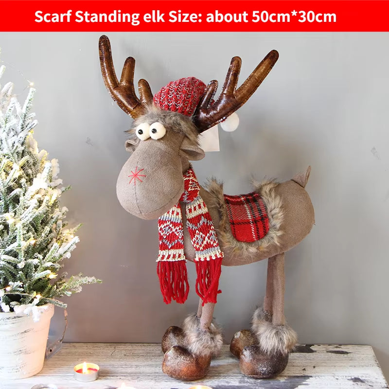 Christmas Elk Doll Figurine Ornaments Christmas Gift for Kid Christmas Decorations for Home Reindeer Christmas Gift Navidad 2021