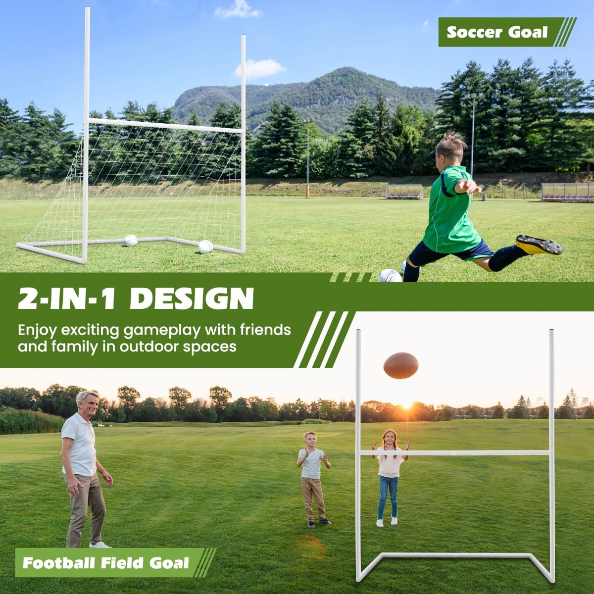 2 in 1 Footballand gaelicfootball Training Equipment with 4 Ground Stakes and 18 Bungee Ropes