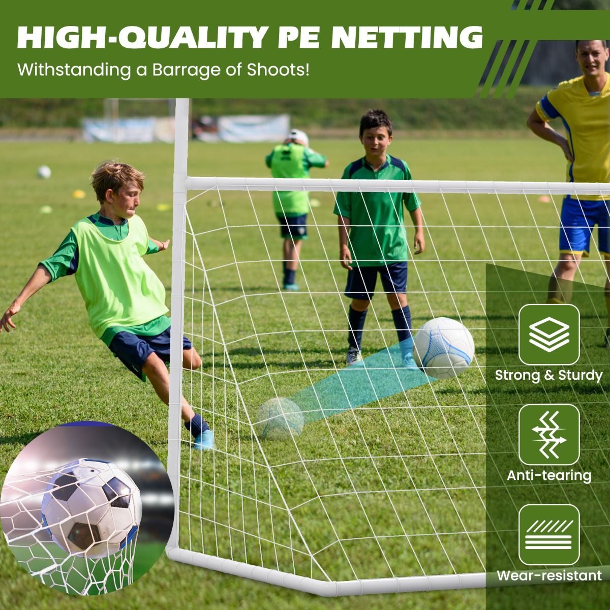 2 in 1 Footballand gaelicfootball Training Equipment with 4 Ground Stakes and 18 Bungee Ropes
