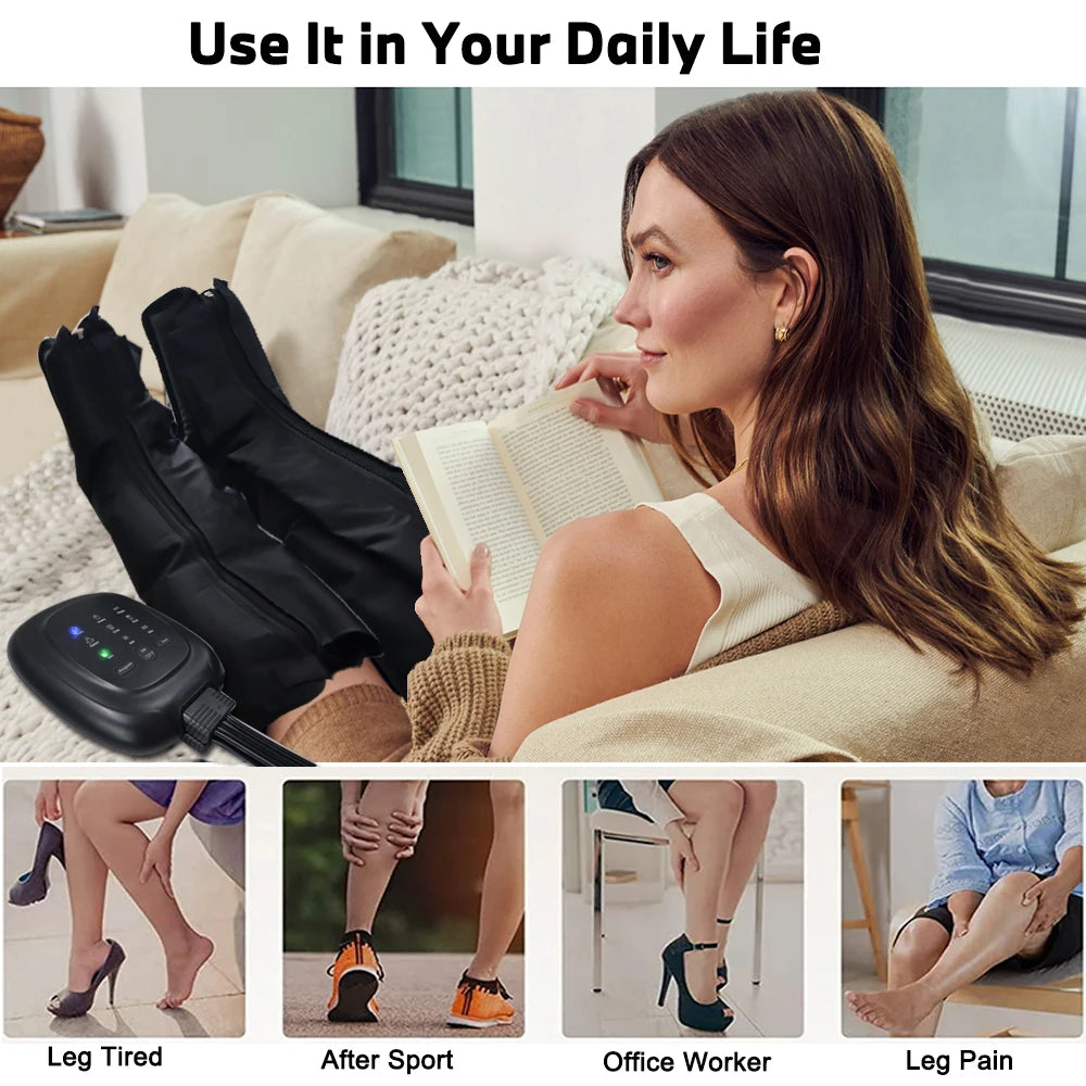 Air Compression Leg Recovery System Foot Massager for Circulation and Relaxation Calf Massage Muscle Pain Relief Device