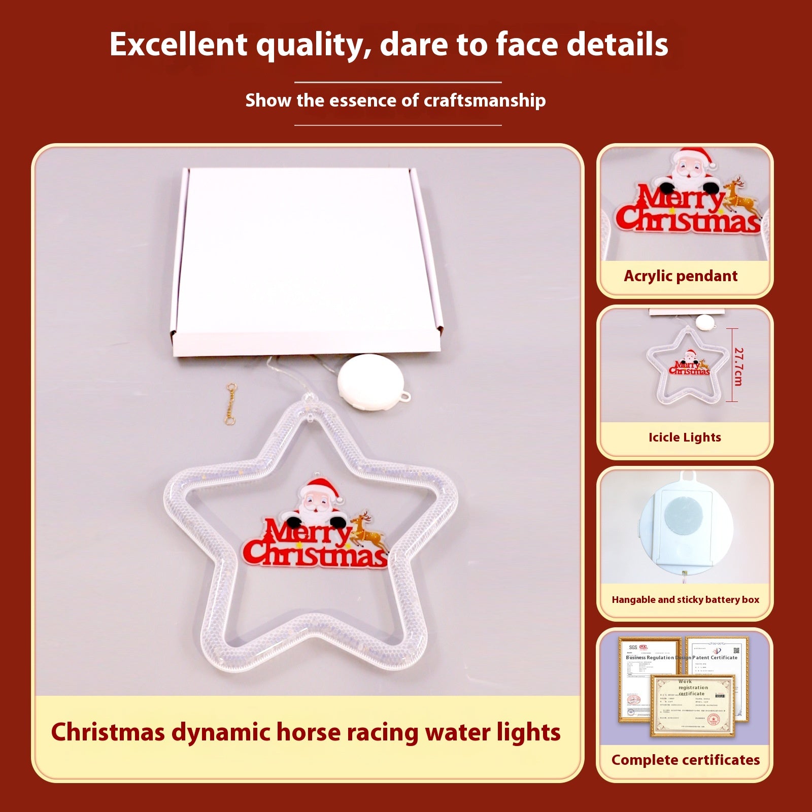Christmas Pendant Decoration Christmas Atmosphere Led Lights Led Christmas Star Light Decoration for Window Door for Holiday