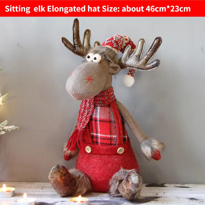 Christmas Elk Doll Figurine Ornaments Christmas Gift for Kid Christmas Decorations for Home Reindeer Christmas Gift Navidad 2021