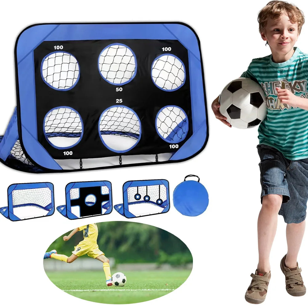 Kids Soccer Goal 4 Goal Modes Portable Soccer Training Equipment Football Training Shooting Target Net for Backyard