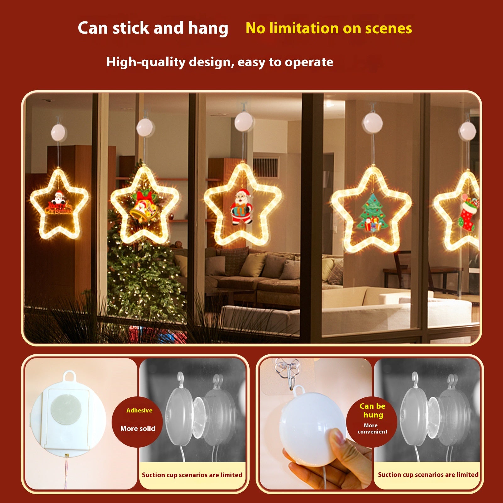 Christmas Pendant Decoration Christmas Atmosphere Led Lights Led Christmas Star Light Decoration for Window Door for Holiday